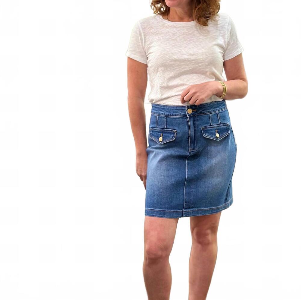 NEW KUT FROM THE KLOTH rosetta mini jean skirt in blue